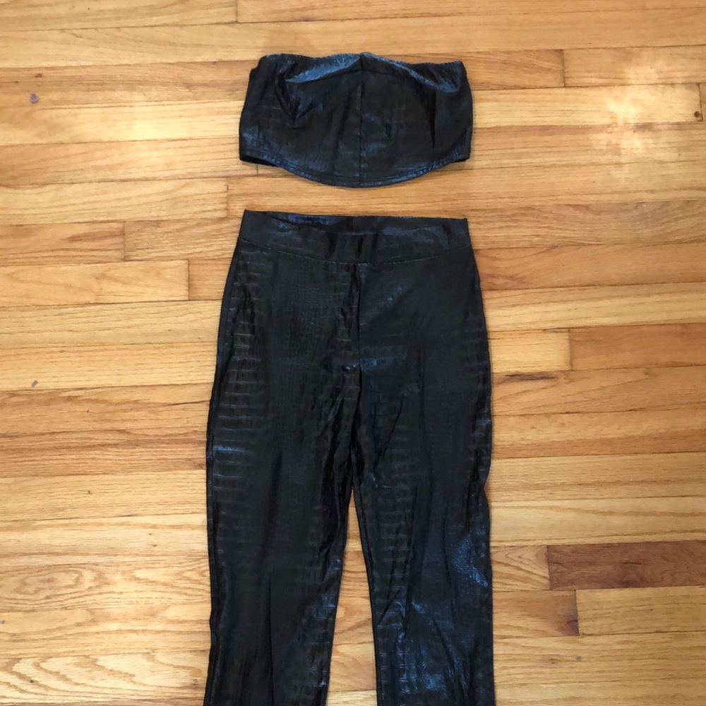 Black pleather set- tube and leggings